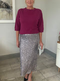 Italian Silver Sequin Pencil Skirt