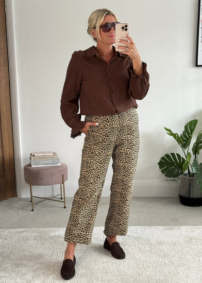 Chocolate Lace Trim Cheesecloth Blouse