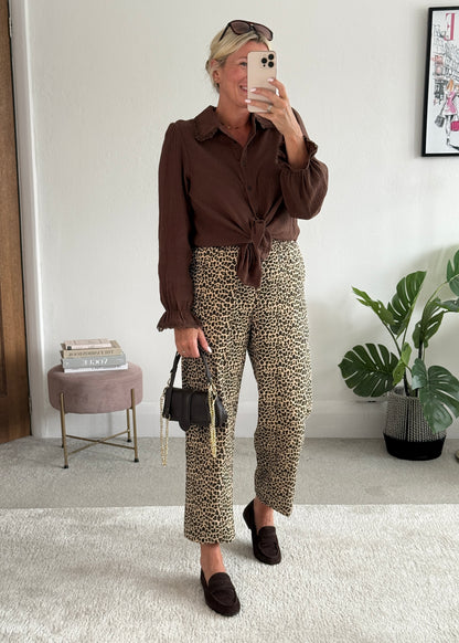 Chocolate Lace Trim Cheesecloth Blouse