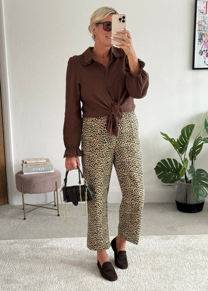 Chocolate Lace Trim Cheesecloth Blouse