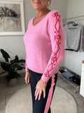 Pattern Sleeve V Neck Jumper | 3 Colours