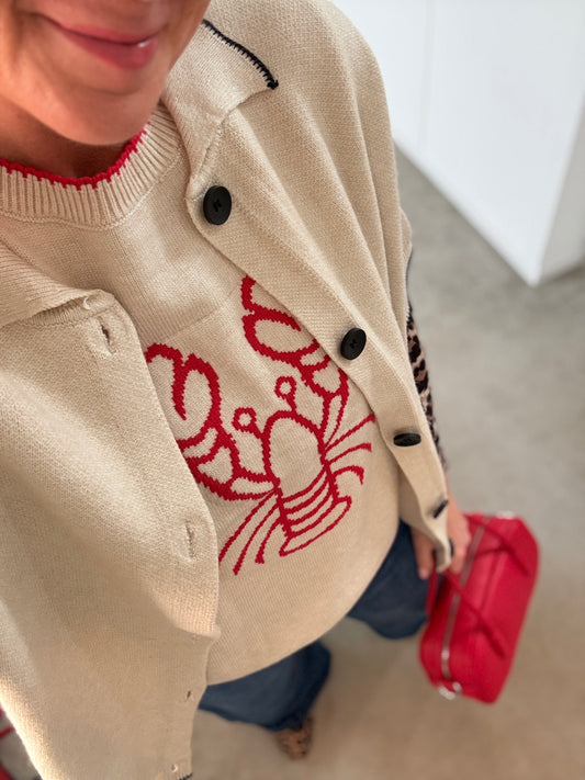 Beige/Red Lobster Tank Top