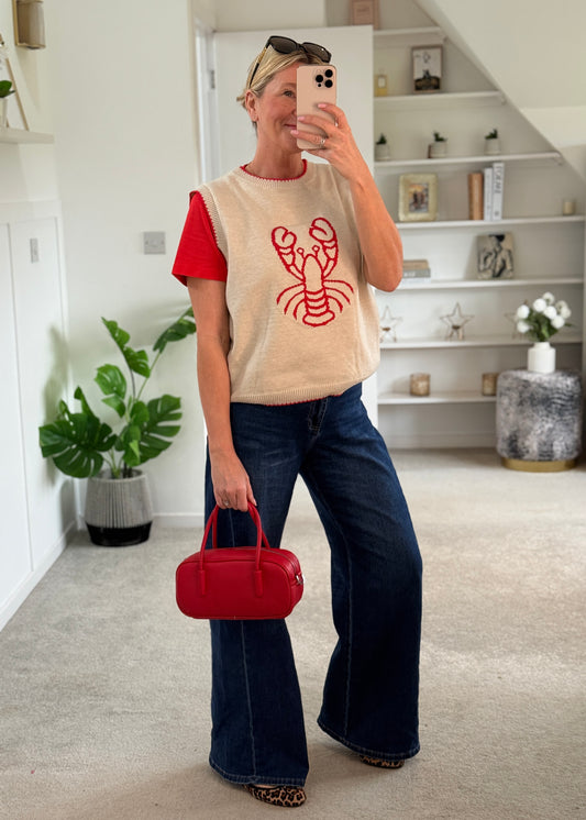 Beige/Red Lobster Tank Top