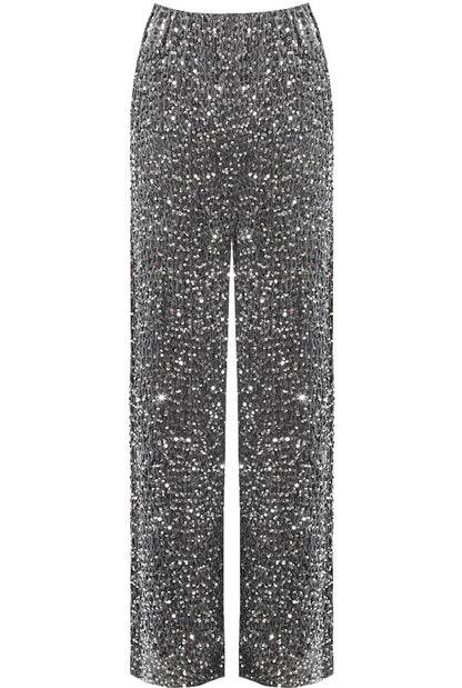 Black Sequin Wide Leg Trousers