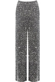 Black Sequin Wide Leg Trousers