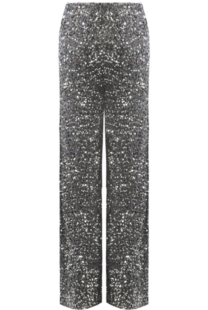 Black Sequin Wide Leg Trousers