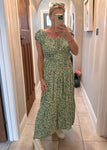 Green Floral Bardot Maxi Dress
