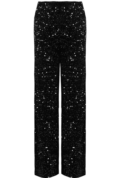 Black Sequin Wide Leg Trousers