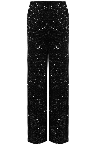 Black Sequin Wide Leg Trousers