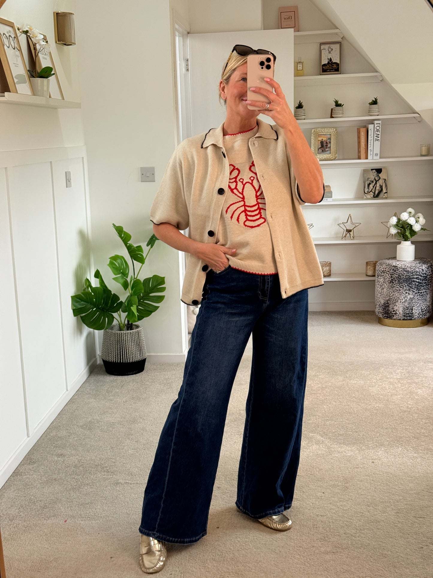 Dk Blue Denim Wide Panel Leg Jeans