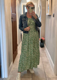 Green Floral Bardot Maxi Dress