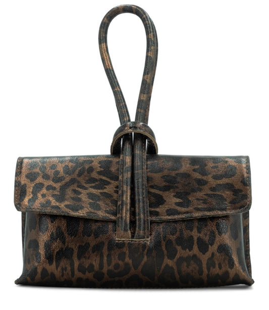 Brown Leopard Loop Clutch/Cross Body Bag