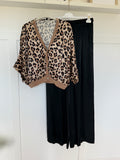 Emy Black Drawstring Satin Wide Leg Trousers
