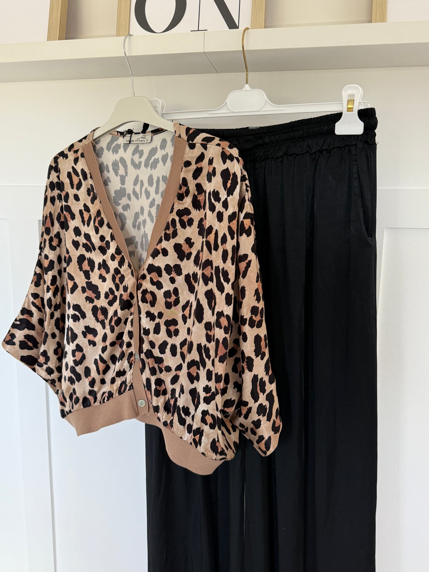 Emy Black Satin Wide Leg Trousers