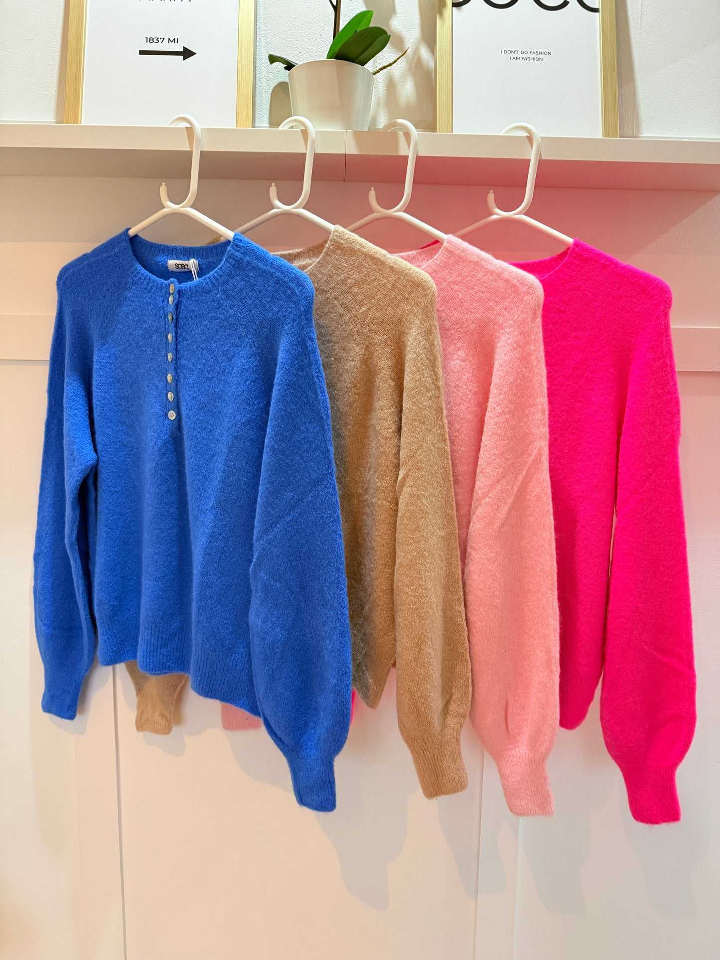 French Blue Alpaca Mix Button Jumper