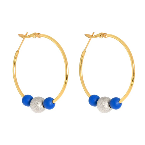 Blue/Silver Disco Hoopla Earrings