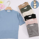 Short Sleeve Gold Button Fine Knit | 4 Colours