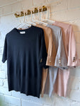 Short Sleeve Gold Button Fine Knit | 4 Colours