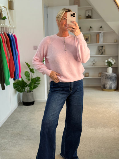 Baby Pink Alpaca Mix Button Jumper
