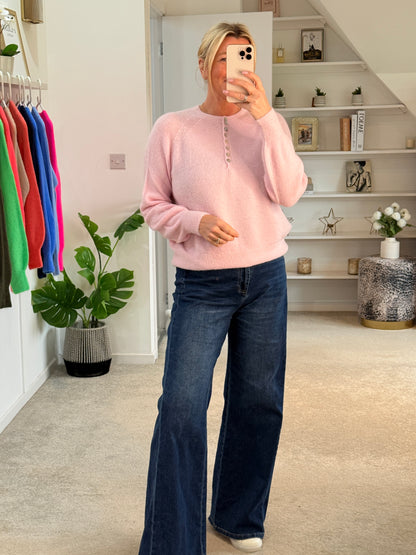 Baby Pink Alpaca Mix Button Jumper