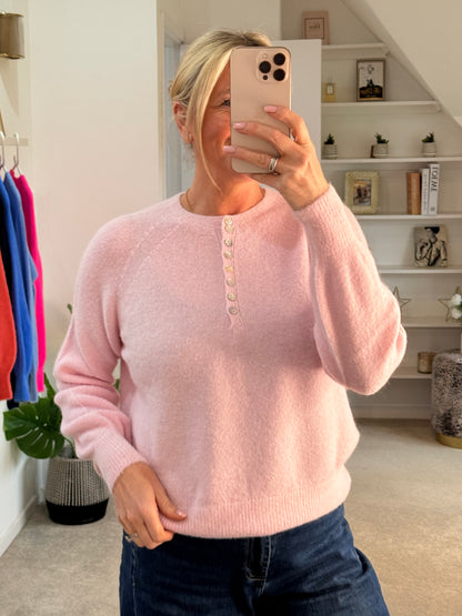 Baby Pink Alpaca Mix Button Jumper