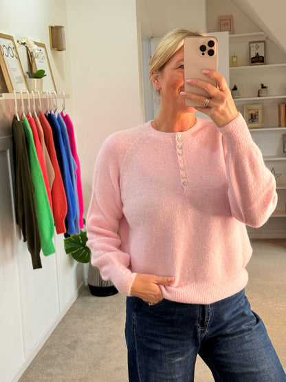 Baby Pink Alpaca Mix Button Jumper