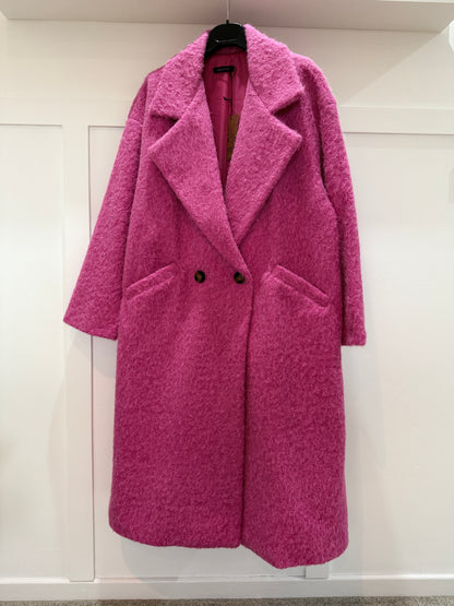Hot Pink Double Breasted Cosy Coat