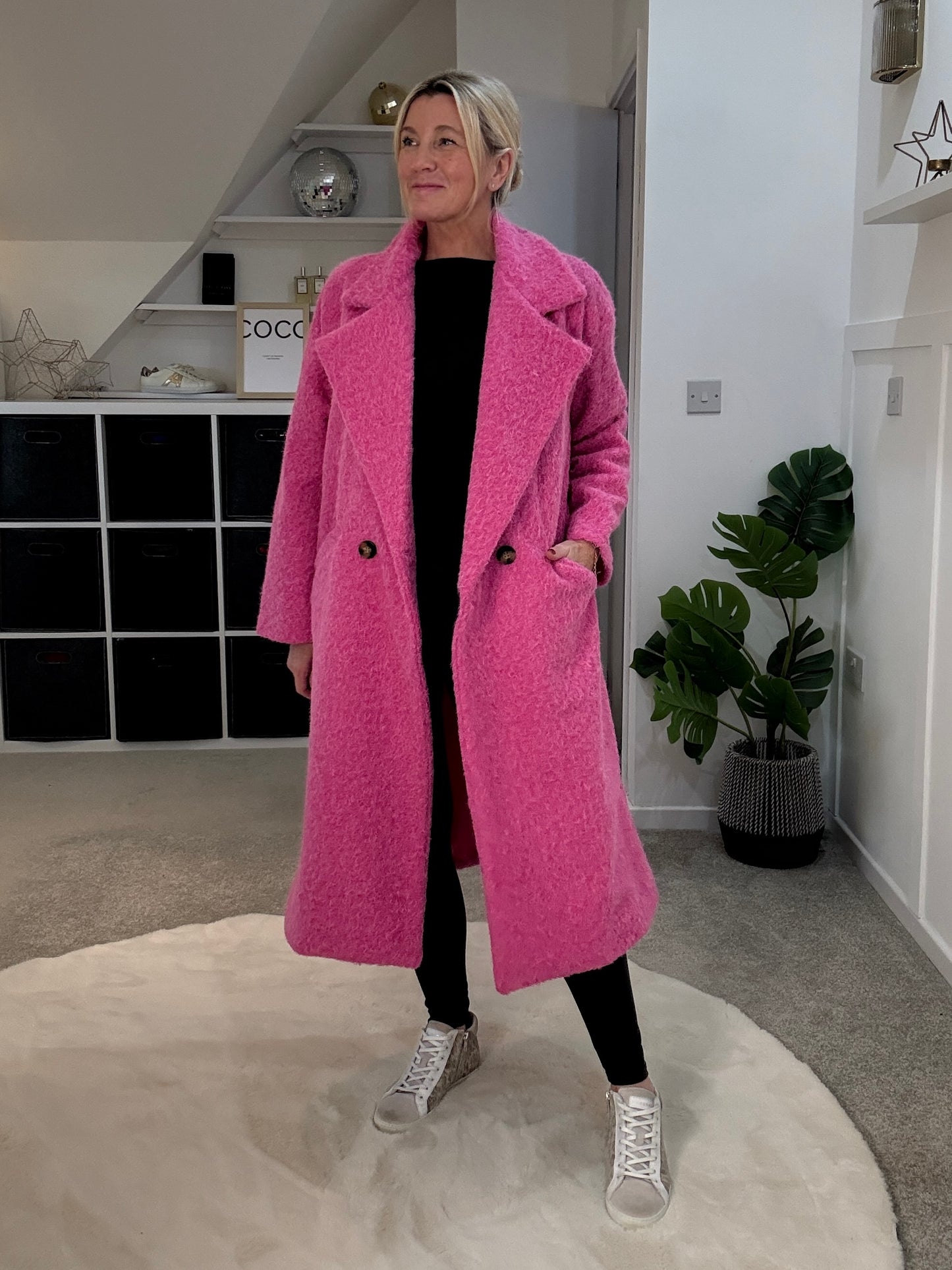 Hot Pink Double Breasted Cosy Coat