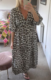 Cream/Mocha Leopard Cheesecloth Dress