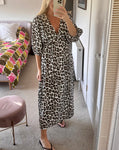 Cream/Mocha Leopard Cheesecloth Dress