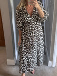 Cream/Mocha Leopard Cheesecloth Dress