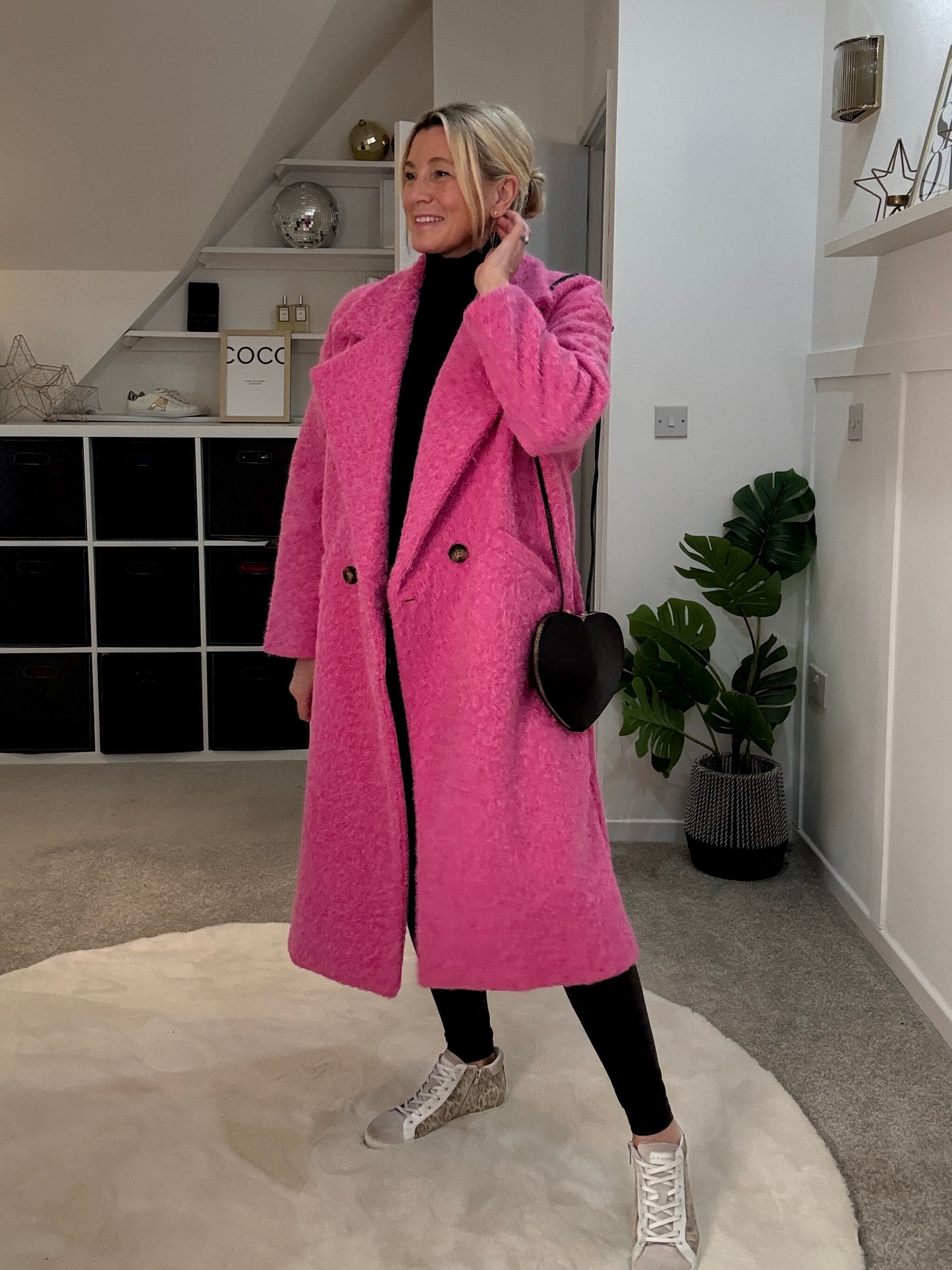 Hot Pink Double Breasted Cosy Coat