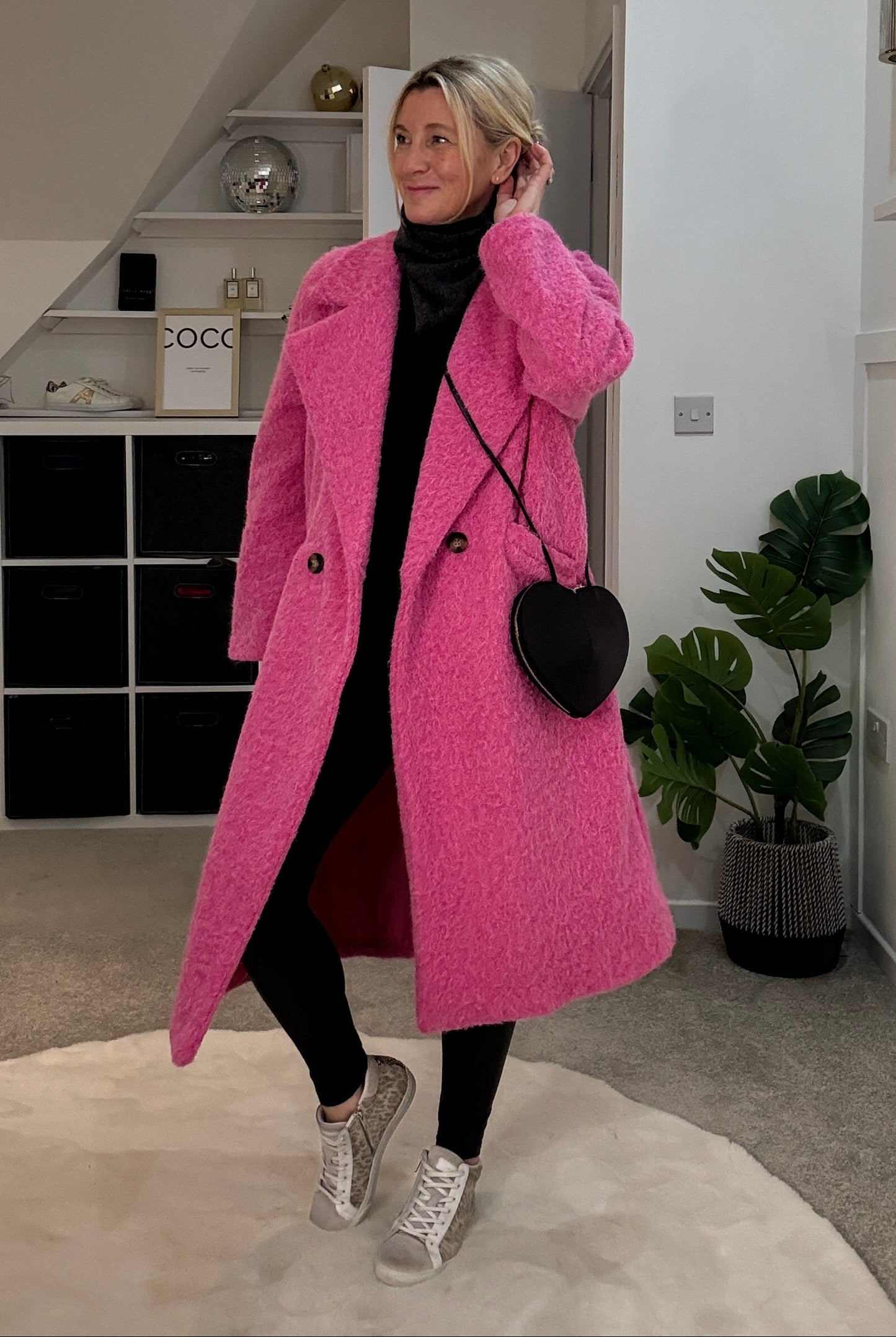 Hot Pink Double Breasted Cosy Coat