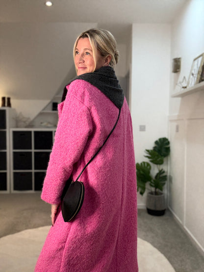 Hot Pink Double Breasted Cosy Coat