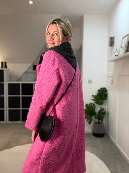 Hot Pink Double Breasted Cosy Coat