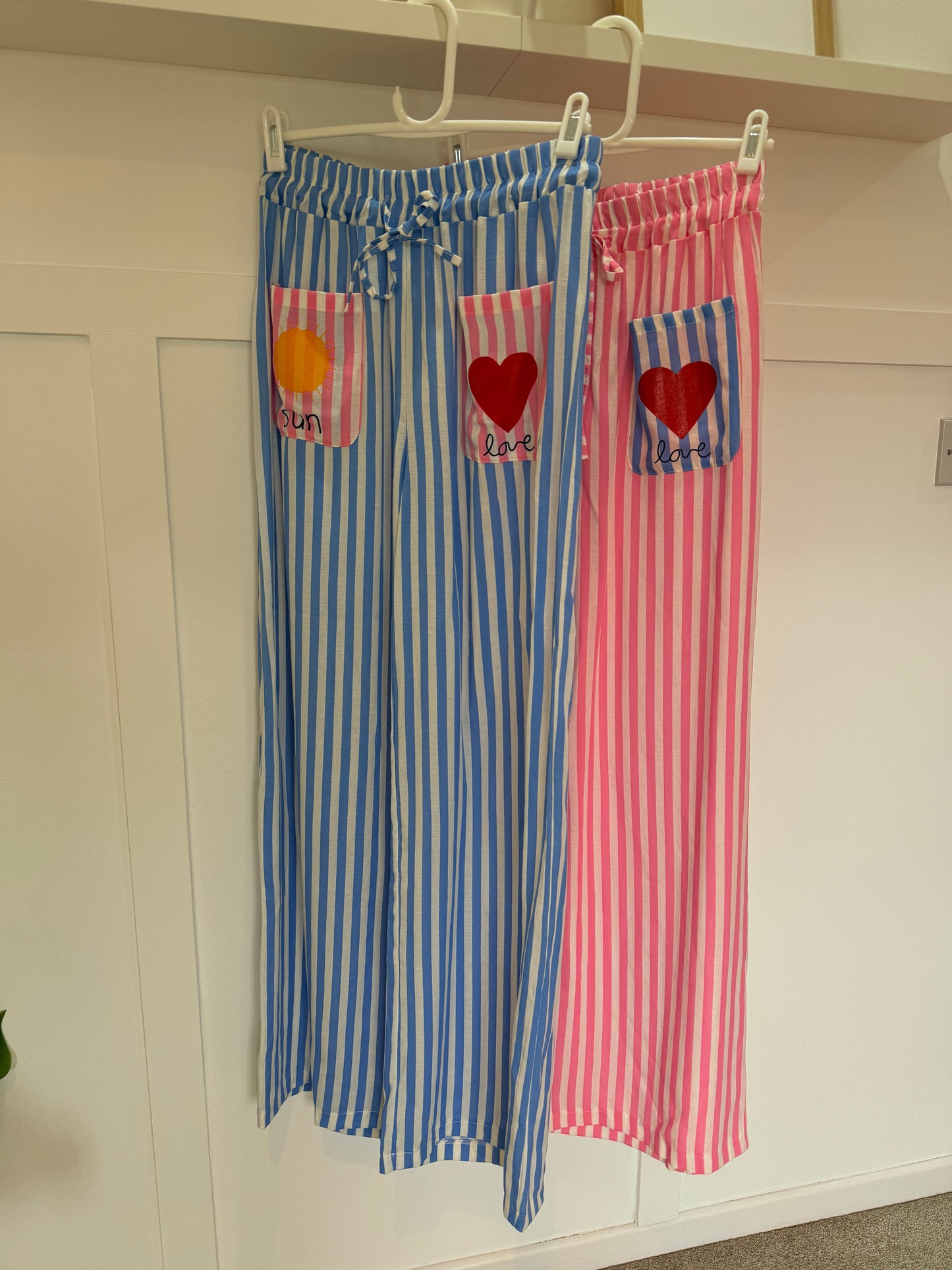Blue Candy Stripe Linen Mix Trousers