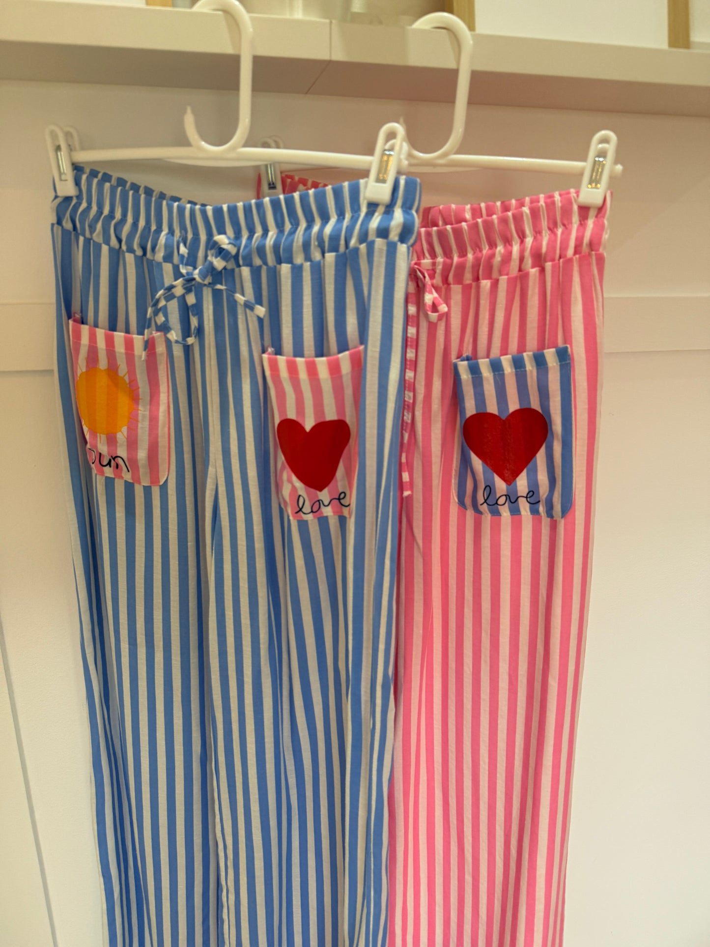 Blue Candy Stripe Linen Mix Trousers