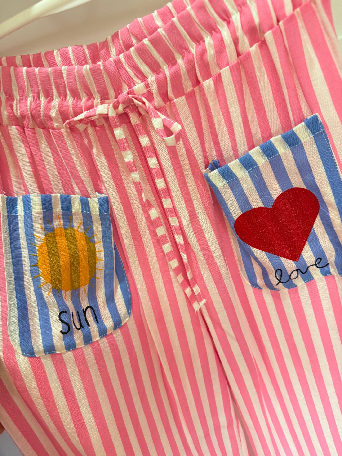 Blue Candy Stripe Linen Mix Trousers