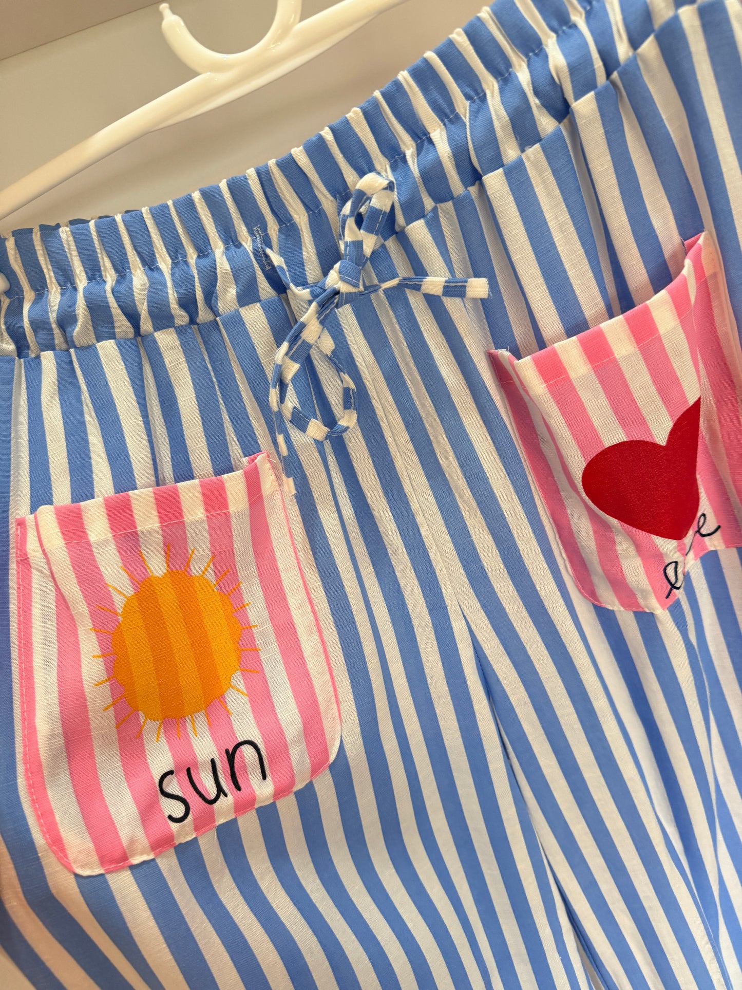 Blue Candy Stripe Linen Mix Trousers