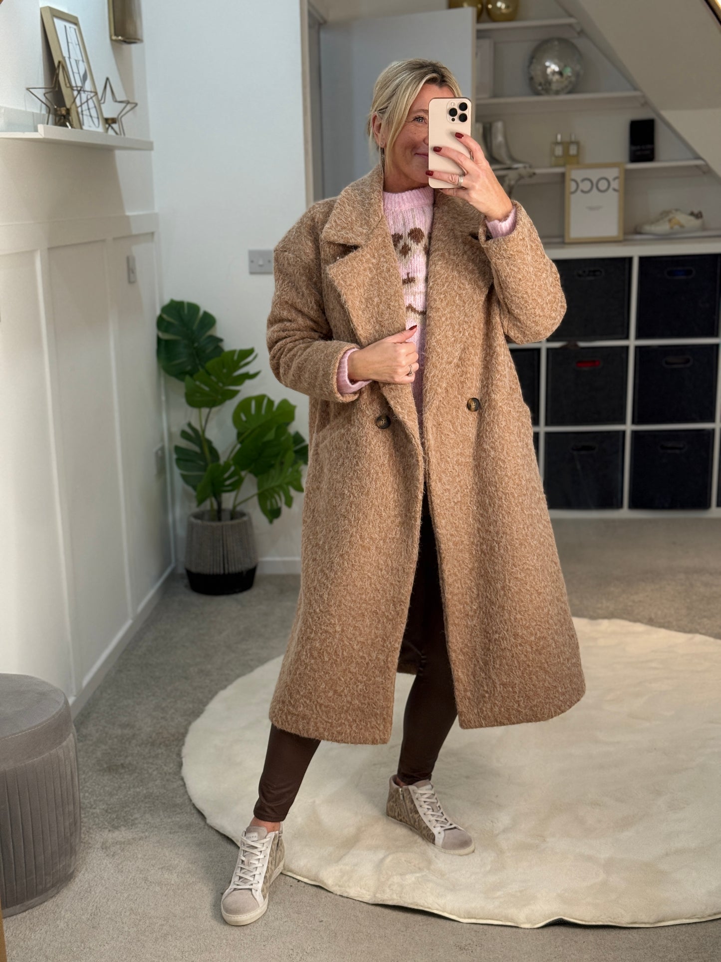 Mocha Double Breasted Cosy Coat
