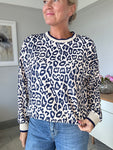 Cobalt Leopard Print Sweatshirt/Top