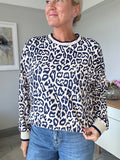 Navy Leopard Print Sweatshirt/Top