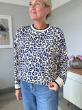 Navy Leopard Print Sweatshirt/Top