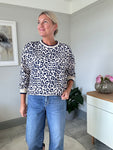 Navy Leopard Print Sweatshirt/Top