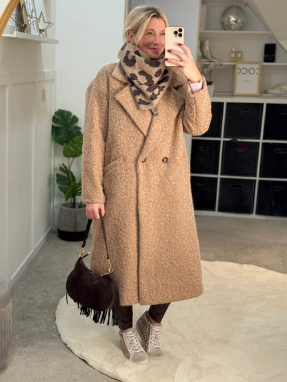 Camel Triangle Leopard Print Scarf - PRE ORDER