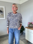 Navy Leopard Print Sweatshirt/Top