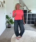 Neon Coral Fluffy S/S Jumper