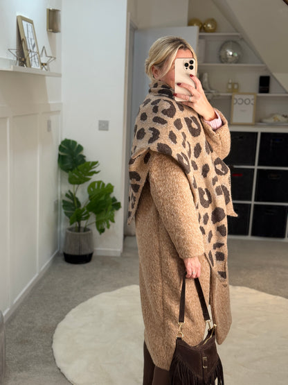 Camel Triangle Leopard Print Scarf - PRE ORDER