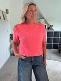 Neon Coral Fluffy S/S Jumper
