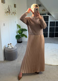 Mocha/Gold 2 in 1 Pleated Jumper Dress